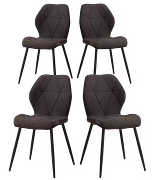 Set van 4 Moderne Eetkamerstoelen – Gevoerde Zitting & IJzeren Poten