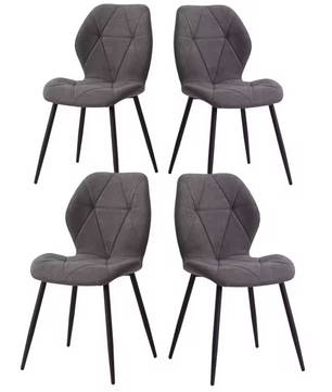 Set van 4 Moderne Eetkamerstoelen – Gevoerde Zitting & IJzeren Poten