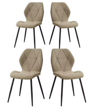 Set van 4 Moderne Eetkamerstoelen – Gevoerde Zitting & IJzeren Poten