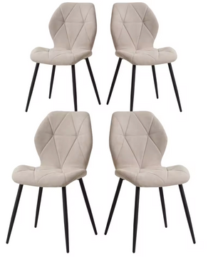 Set van 4 Moderne Eetkamerstoelen – Gevoerde Zitting & IJzeren Poten