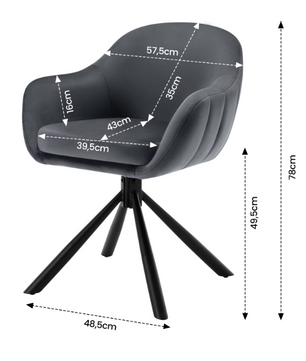 Set van 2 Ergonomische en Gestoffeerde Eetkamerstoelen
