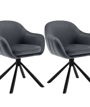 Set van 2 Ergonomische en Gestoffeerde Eetkamerstoelen
