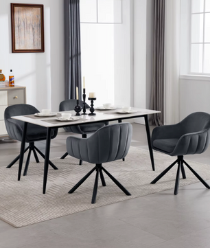 Set van 2 Ergonomische en Gestoffeerde Eetkamerstoelen