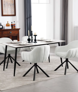 Set van 2 Ergonomische en Gestoffeerde Eetkamerstoelen