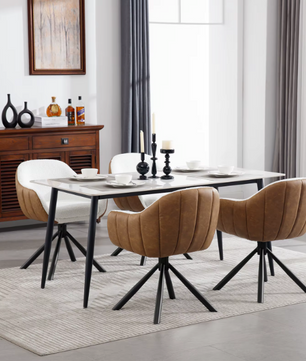 Set van 2 Ergonomische en Gestoffeerde Eetkamerstoelen