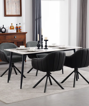 Set van 2 Ergonomische en Gestoffeerde Eetkamerstoelen