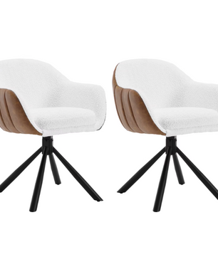 Set van 2 Ergonomische en Gestoffeerde Eetkamerstoelen