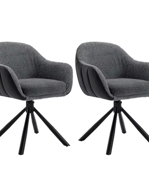 Set van 2 Ergonomische en Gestoffeerde Eetkamerstoelen