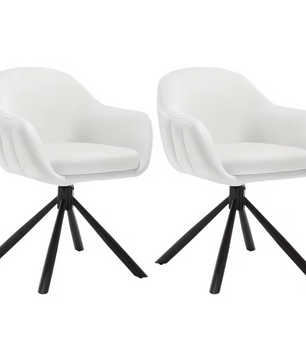 Set van 2 Ergonomische en Gestoffeerde Eetkamerstoelen