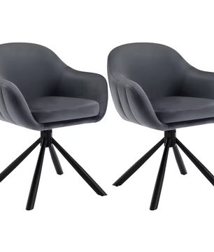 Set van 2 Ergonomische en Gestoffeerde Eetkamerstoelen