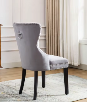 Set van 2 Fluwelen Eetkamerstoelen met Eikenhouten Poten