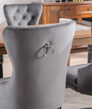 Set van 2 Fluwelen Eetkamerstoelen met Eikenhouten Poten
