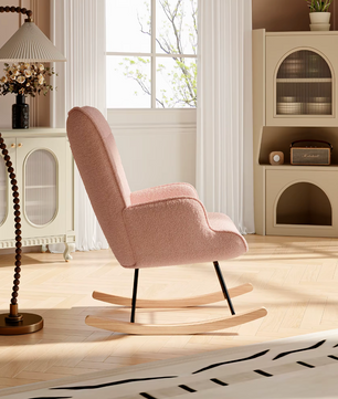 Luxe Roze Fluwelen Schommelstoel – Stijlvolle Fauteuil