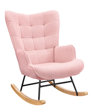 Luxe Roze Fluwelen Schommelstoel – Stijlvolle Fauteuil
