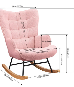 Luxe Roze Fluwelen Schommelstoel – Stijlvolle Fauteuil