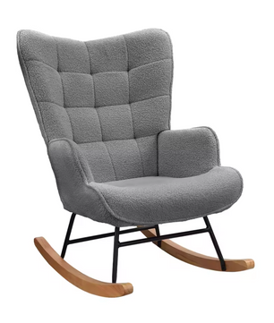Luxe Grijze Fluwelen Schommelstoel – Stijlvolle Fauteuil