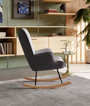 Luxe Grijze Fluwelen Schommelstoel – Stijlvolle Fauteuil