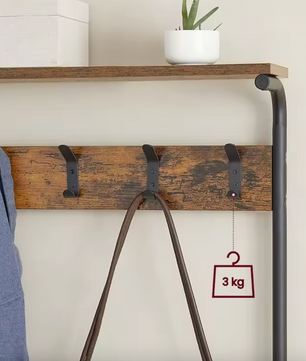 Kapstok met Schoenenrek en Plank – Vintage bruin en zwart
