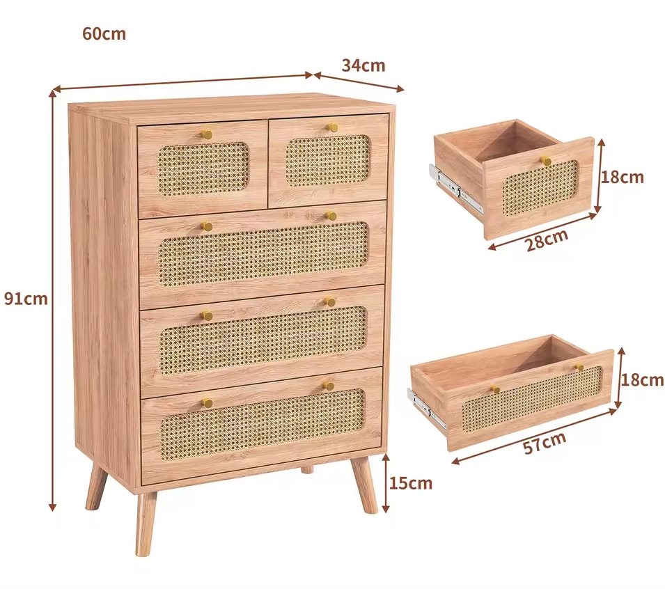 Rotan Ladekast – Stijlvolle Opbergkast met 5/6 Lades
