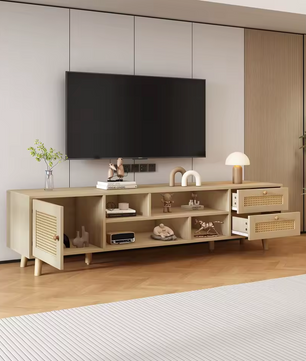 Stijlvolle 160 cm Rotan TV-Kast – Perfect voor een 70-inch Televisie