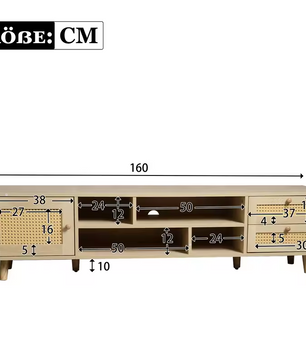 Stijlvolle 160 cm Rotan TV-Kast – Perfect voor een 70-inch Televisie