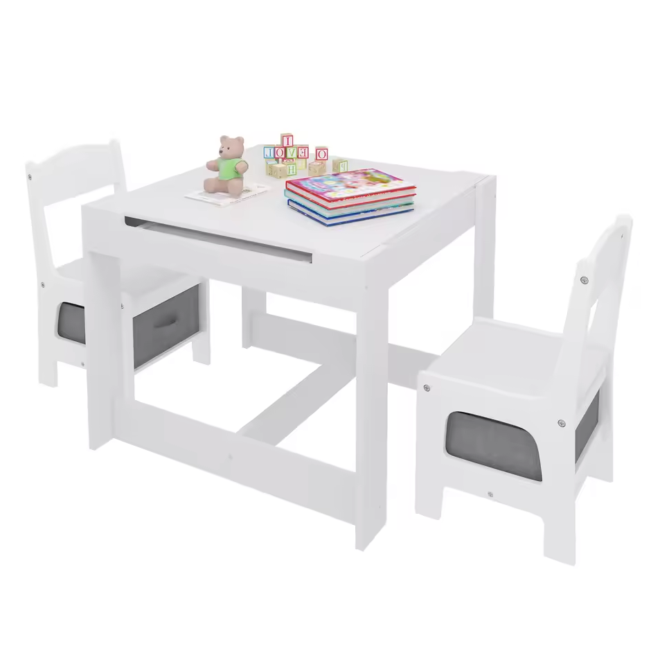 Kinderbureau met 2 Stoelen – 3-in-1 kindertafel en stoelen set
