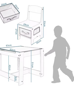 Kinderbureau met 2 Stoelen – 3-in-1 kindertafel en stoelen set