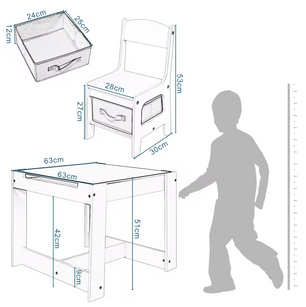 Kinderbureau met 2 Stoelen – 3-in-1 kindertafel en stoelen set