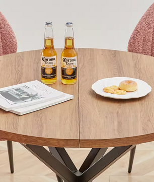 Nordic Ronde Tafel – Massief Houten Salontafel met Stalen Frame