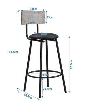 Eettafel en Stoel Set – Bartafel en Stoelset met 1 Tafel en 4 Stoelen