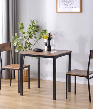 Vintage Eetkamerset – Compacte Eettafel met 2 Stoelen