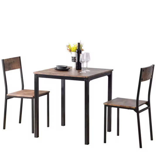 Vintage Eetkamerset – Compacte Eettafel met 2 Stoelen