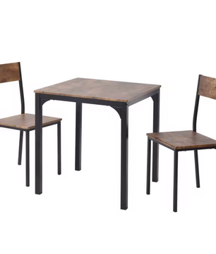 Vintage Eetkamerset – Compacte Eettafel met 2 Stoelen