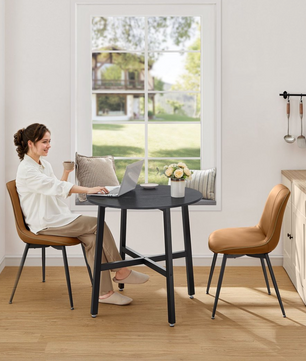 Ronde Eettafel Zwart – Industrieel Design (80x75 cm)