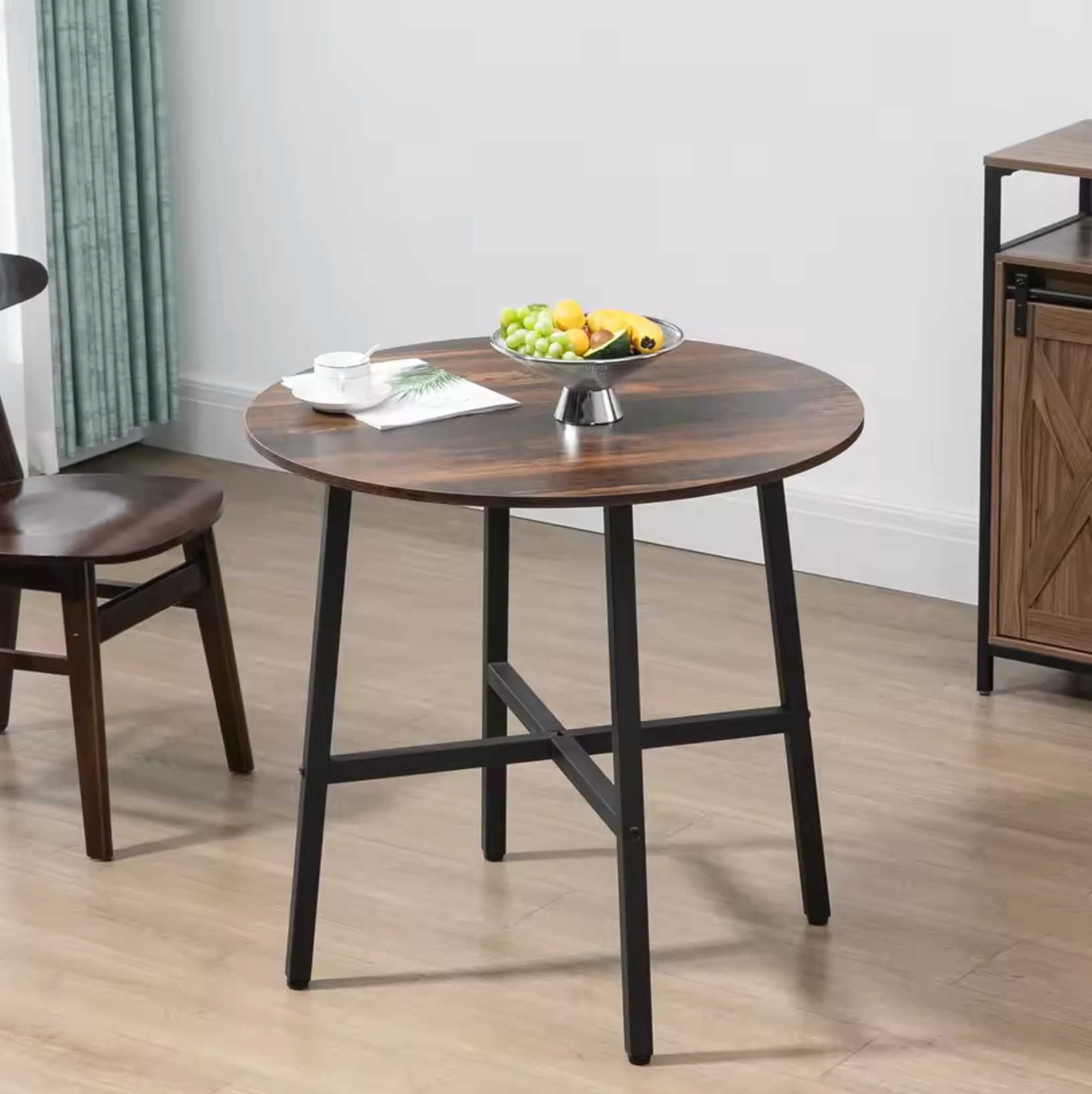 Ronde Eettafel Vintage Look – Rustiek Bruin (Ø 80x76 cm)