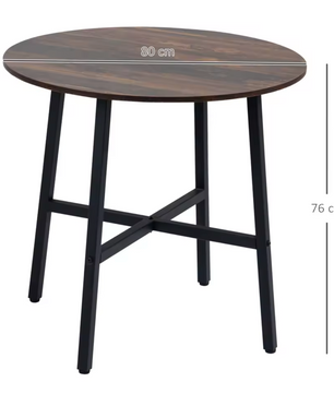 Ronde Eettafel Vintage Look – Rustiek Bruin (Ø 80x76 cm)