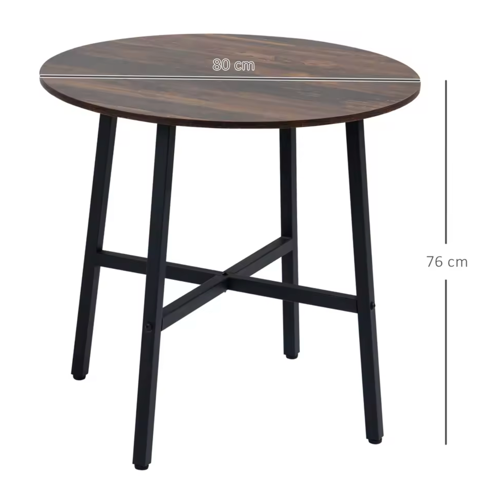 Ronde Eettafel Vintage Look – Rustiek Bruin (Ø 80x76 cm)