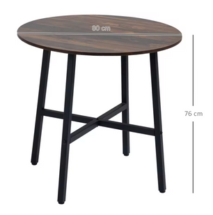 Ronde Eettafel Vintage Look – Rustiek Bruin (Ø 80x76 cm)