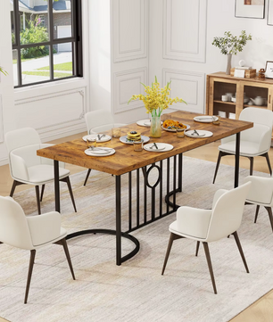 Sedia Grote Rechthoekige Eettafel – Vintage Bruin Hout en Metaal