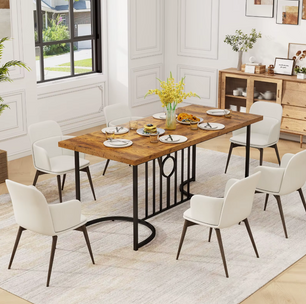 Sedia Grote Rechthoekige Eettafel – Vintage Bruin Hout en Metaal