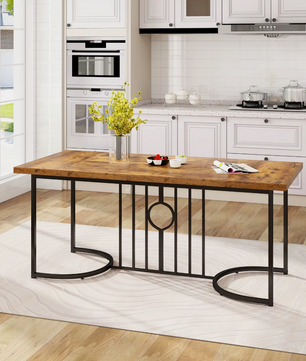 Sedia Grote Rechthoekige Eettafel – Vintage Bruin Hout en Metaal