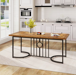 Sedia Grote Rechthoekige Eettafel – Vintage Bruin Hout en Metaal