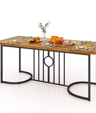 Sedia Grote Rechthoekige Eettafel – Vintage Bruin Hout en Metaal