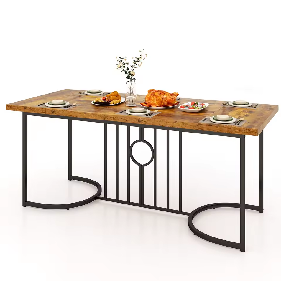 Sedia Grote Rechthoekige Eettafel – Vintage Bruin Hout en Metaal