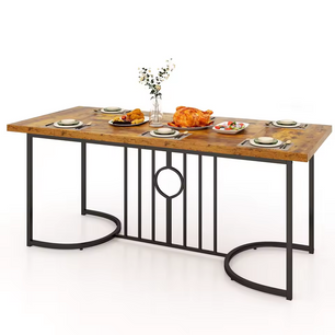 Sedia Grote Rechthoekige Eettafel – Vintage Bruin Hout en Metaal
