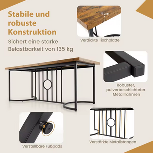 Sedia Grote Rechthoekige Eettafel – Vintage Bruin Hout en Metaal