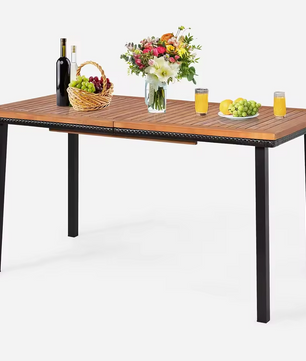Sedia Houten Tuintafel met Parasolgat (Acaciahout) – 140x75x76cm
