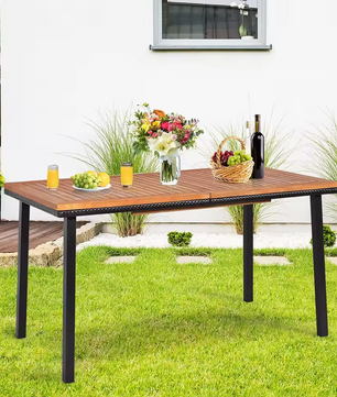 Sedia Houten Tuintafel met Parasolgat (Acaciahout) – 140x75x76cm