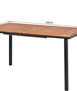 Sedia Houten Tuintafel met Parasolgat (Acaciahout) – 140x75x76cm
