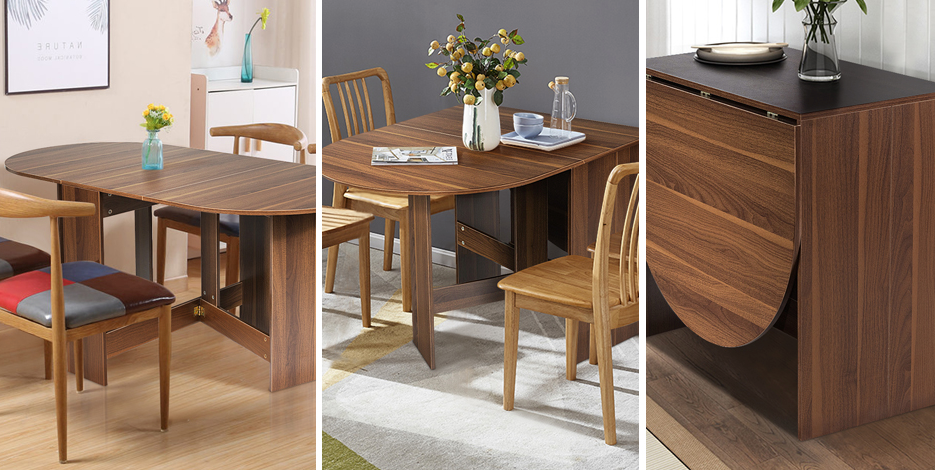 Inklapbare Houten Eettafel – Vintage Bruin